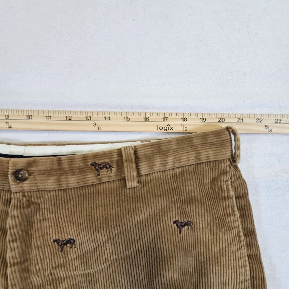 Brooks Brother Mens 42 32‎  Dog Corduroy Pants Hudson Brown Embroidered Tan